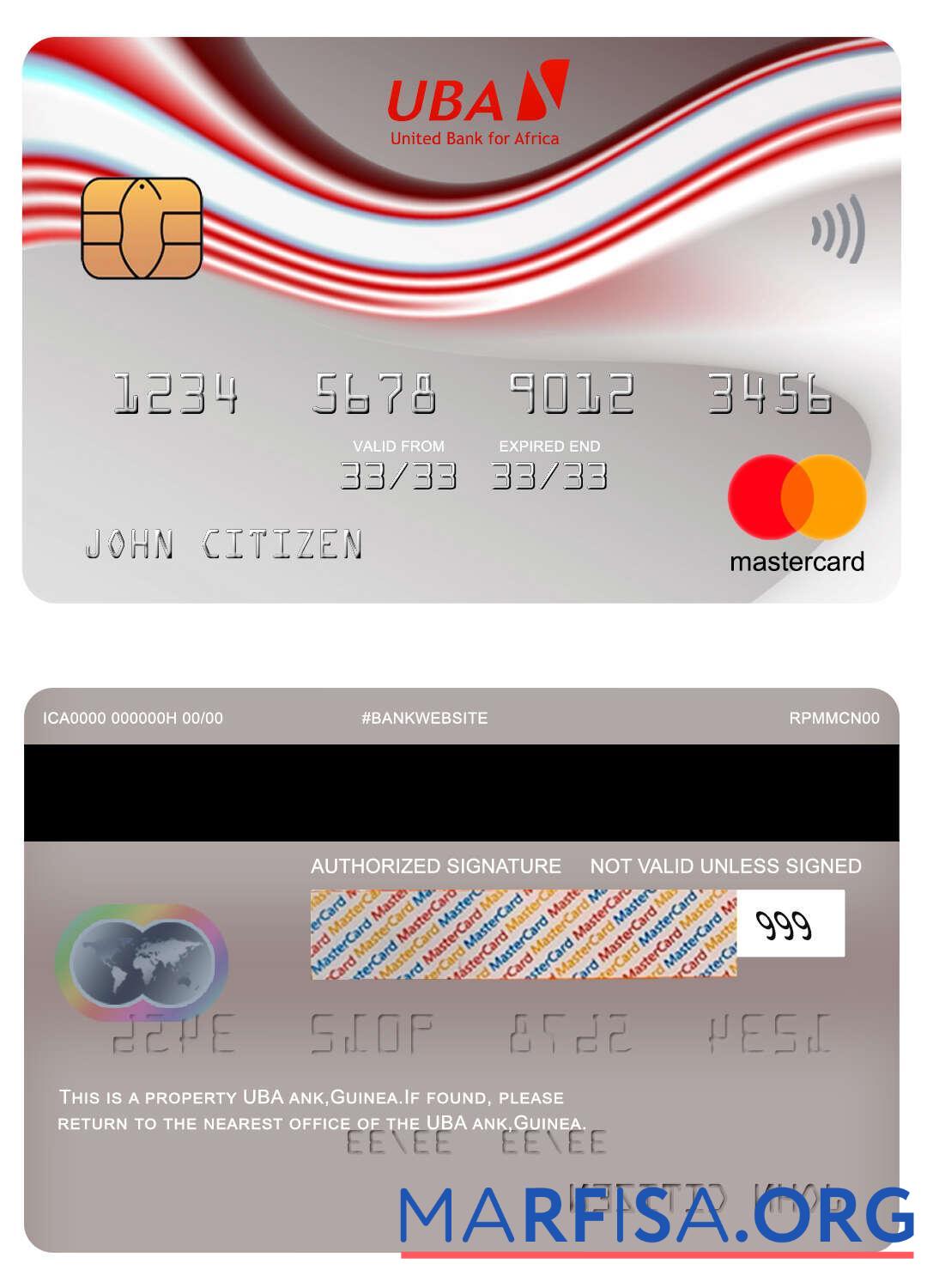 Downloadable Guinea UBA bank mastercard template